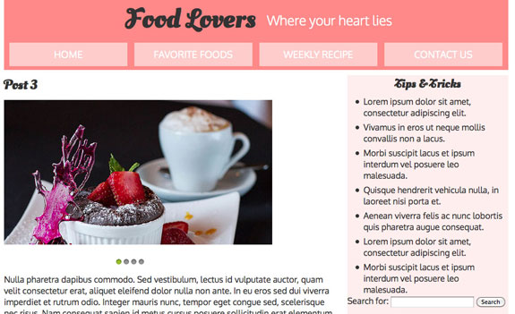 food blog snippet of site